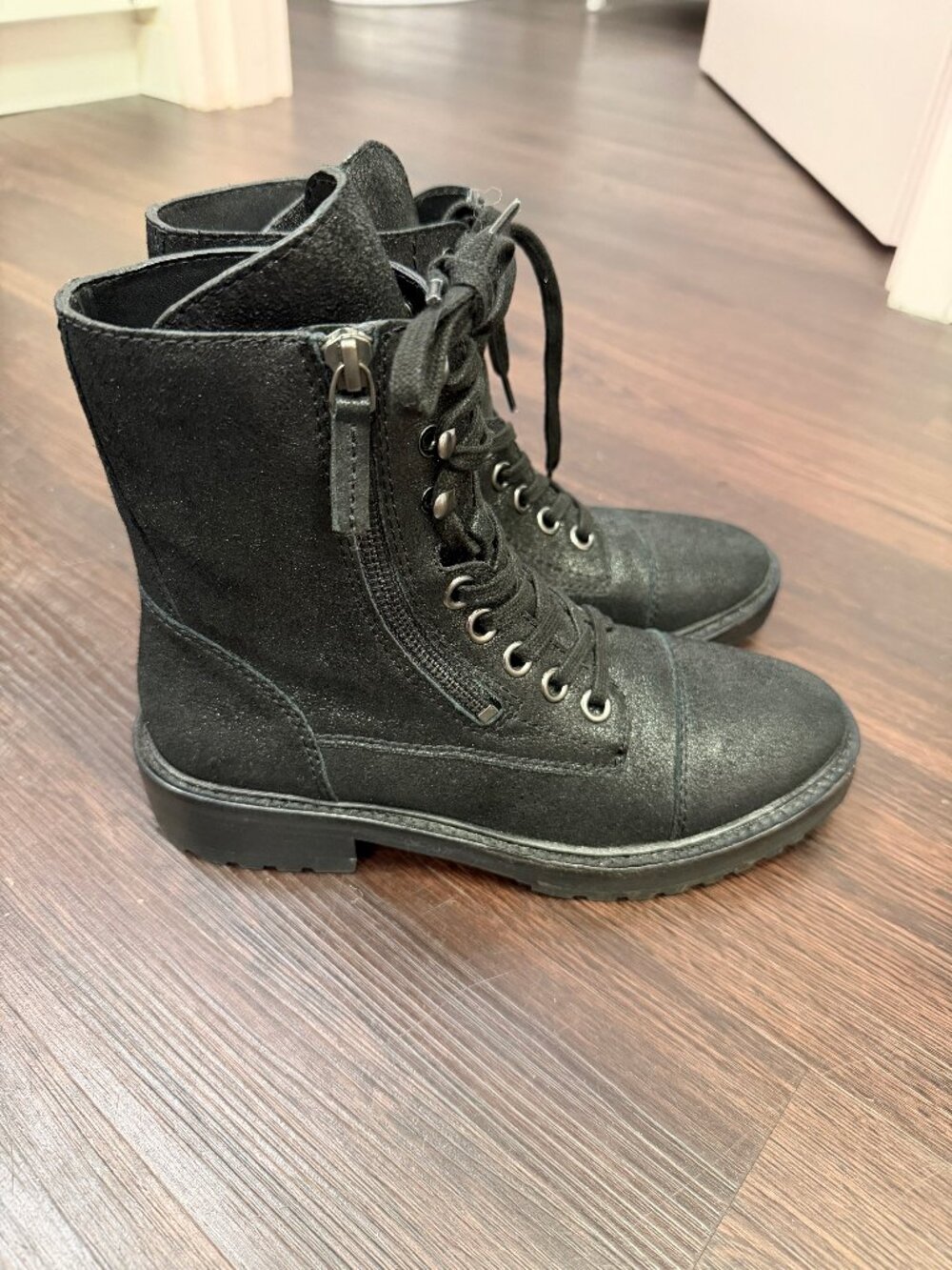 Paige Women's Black Marline Combat Boot, size 7